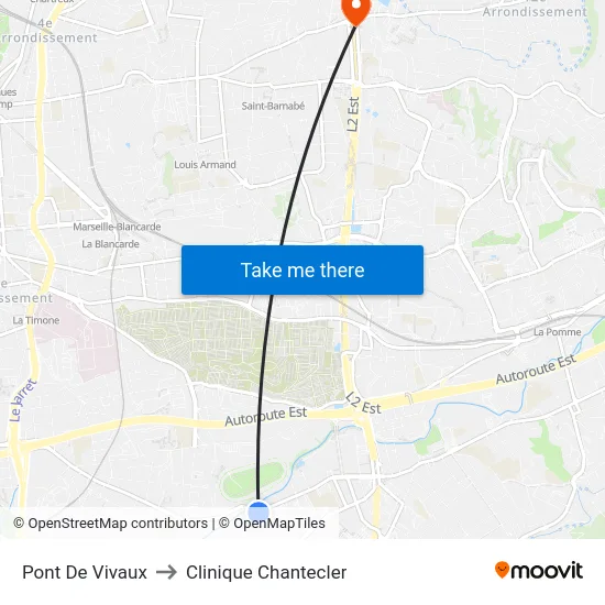 Pont De Vivaux to Clinique Chantecler map