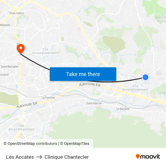 Les Accates to Clinique Chantecler map