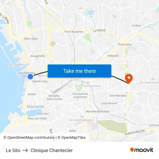 Le Silo to Clinique Chantecler map