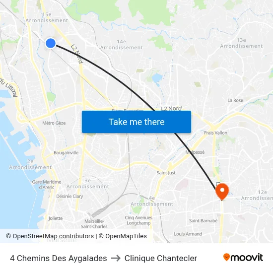 4 Chemins Des Aygalades to Clinique Chantecler map