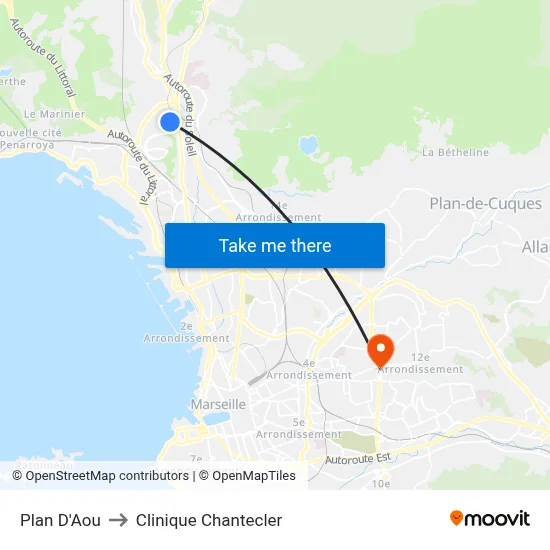 Plan D'Aou to Clinique Chantecler map