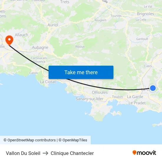Vallon Du Soleil to Clinique Chantecler map