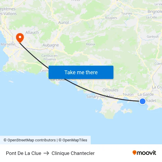 Pont De La Clue to Clinique Chantecler map