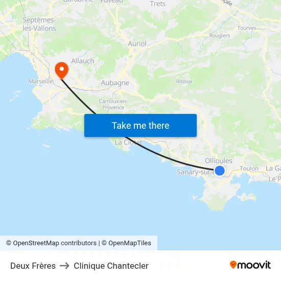 Deux Frères to Clinique Chantecler map