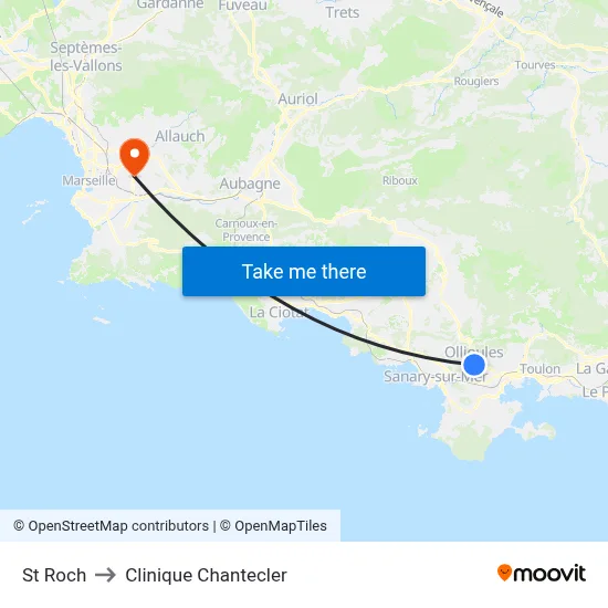St Roch to Clinique Chantecler map
