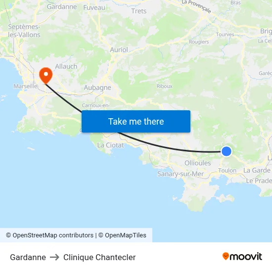 Gardanne to Clinique Chantecler map