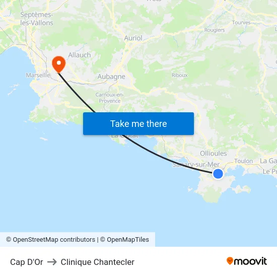 Cap D'Or to Clinique Chantecler map