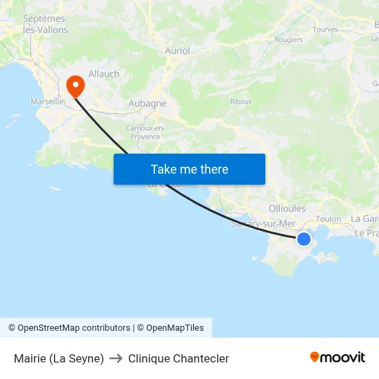 Mairie (La Seyne) to Clinique Chantecler map