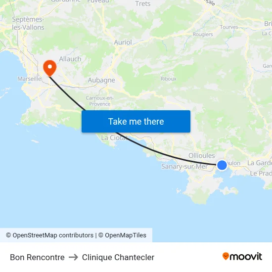 Bon Rencontre to Clinique Chantecler map
