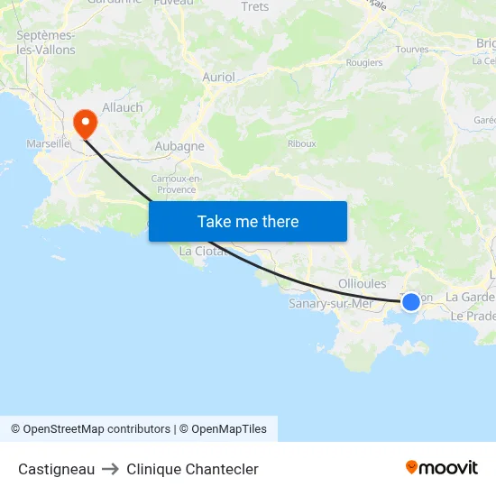 Castigneau to Clinique Chantecler map