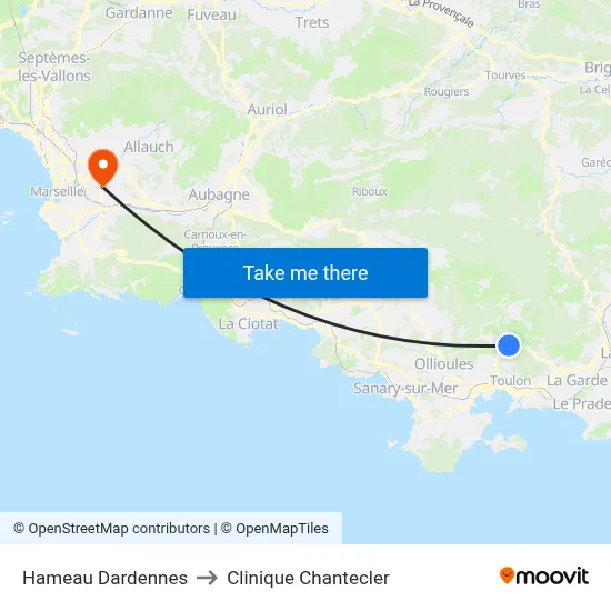 Hameau Dardennes to Clinique Chantecler map