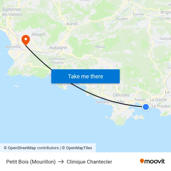 Petit Bois (Mourillon) to Clinique Chantecler map