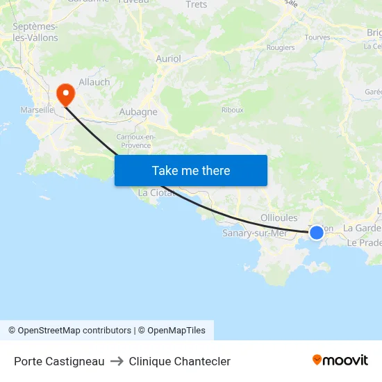 Porte Castigneau to Clinique Chantecler map