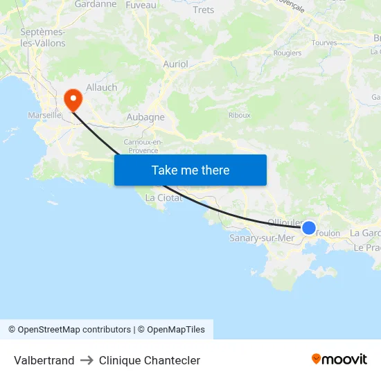 Valbertrand to Clinique Chantecler map