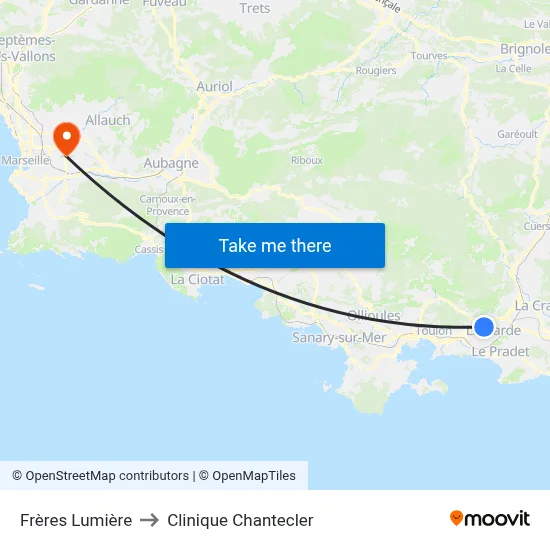 Frères Lumière to Clinique Chantecler map