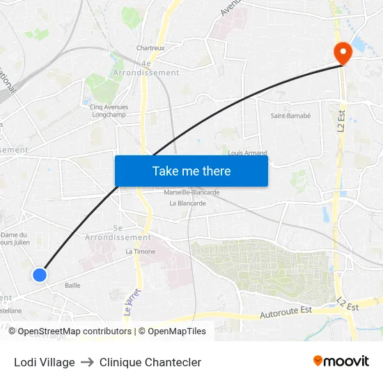 Lodi Village to Clinique Chantecler map