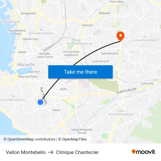 Vallon Montebello to Clinique Chantecler map