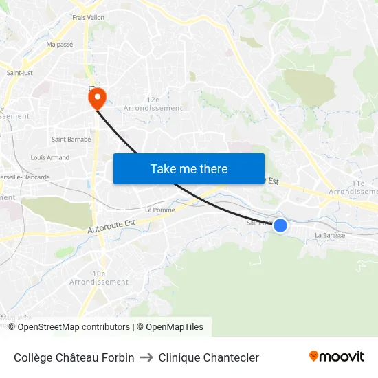 Collège Château Forbin to Clinique Chantecler map