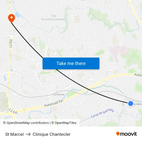 St Marcel to Clinique Chantecler map