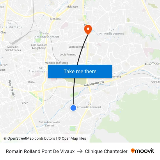 Romain Rolland Pont De Vivaux to Clinique Chantecler map