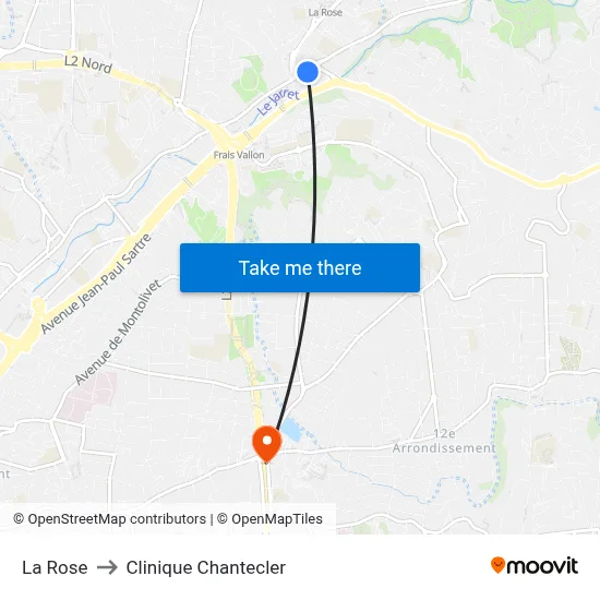 La Rose to Clinique Chantecler map
