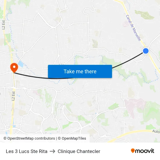 Les 3 Lucs Ste Rita to Clinique Chantecler map