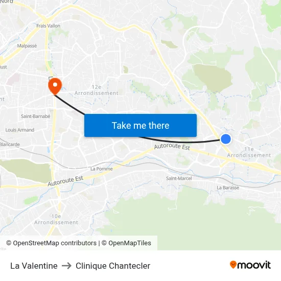 La Valentine to Clinique Chantecler map
