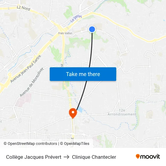 Collège Jacques Prévert to Clinique Chantecler map