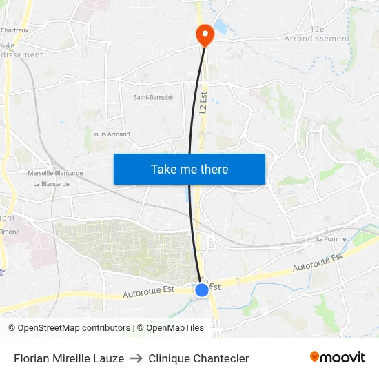 Florian Mireille Lauze to Clinique Chantecler map
