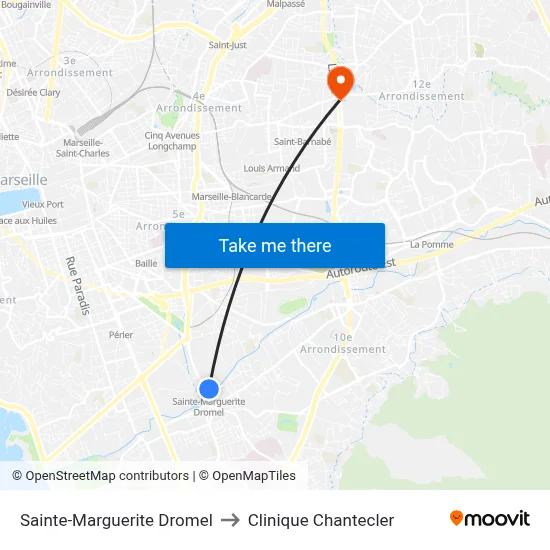 Sainte-Marguerite Dromel to Clinique Chantecler map