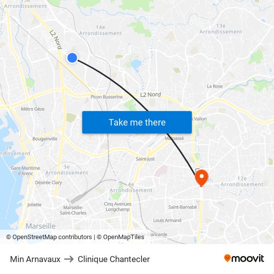 Min Arnavaux to Clinique Chantecler map