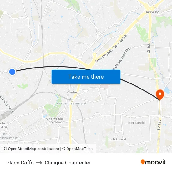 Place Caffo to Clinique Chantecler map