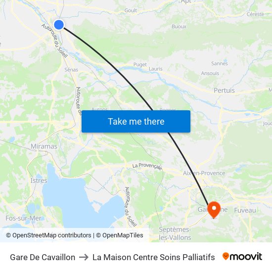 Gare De Cavaillon to La Maison Centre Soins Palliatifs map