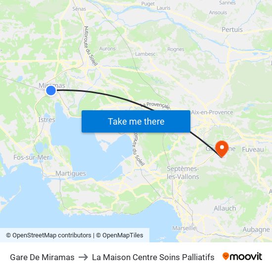 Gare De Miramas to La Maison Centre Soins Palliatifs map