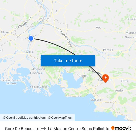Gare De Beaucaire to La Maison Centre Soins Palliatifs map
