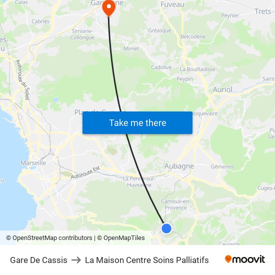 Gare De Cassis to La Maison Centre Soins Palliatifs map