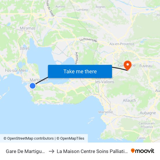 Gare De Martigues to La Maison Centre Soins Palliatifs map