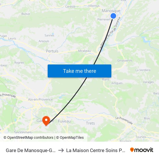 Gare De Manosque-Gréoux to La Maison Centre Soins Palliatifs map