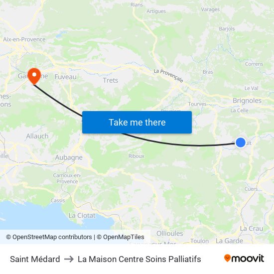 Saint Médard to La Maison Centre Soins Palliatifs map