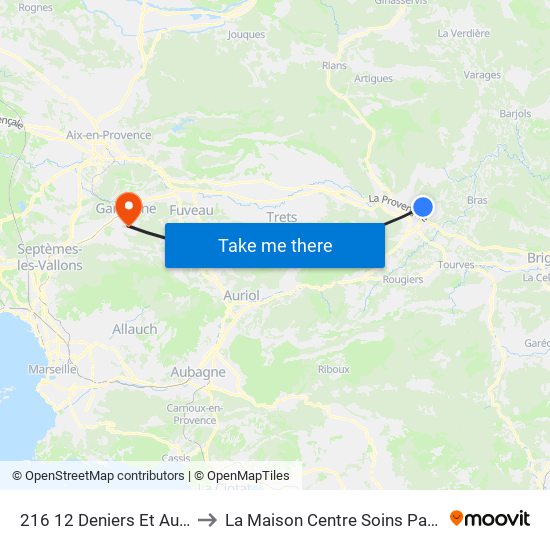 216 12 Deniers Et Auvière to La Maison Centre Soins Palliatifs map