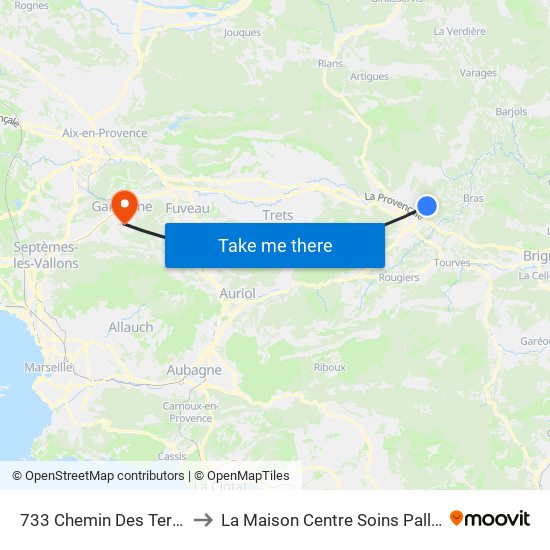 733 Chemin Des Terriers to La Maison Centre Soins Palliatifs map