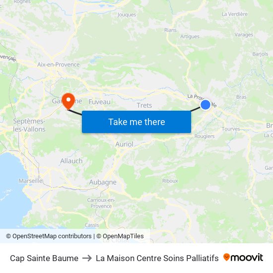 Cap Sainte Baume to La Maison Centre Soins Palliatifs map