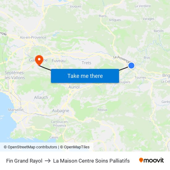 Fin Grand Rayol to La Maison Centre Soins Palliatifs map