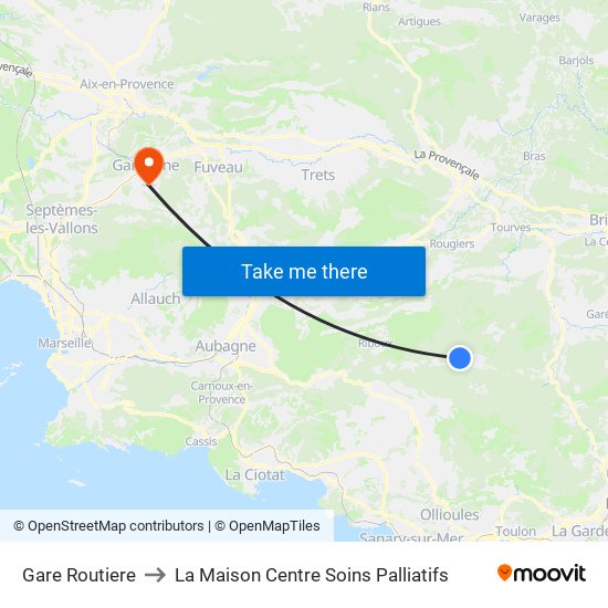 Gare Routiere to La Maison Centre Soins Palliatifs map