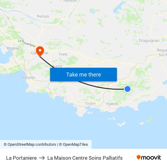 La Portaniere to La Maison Centre Soins Palliatifs map