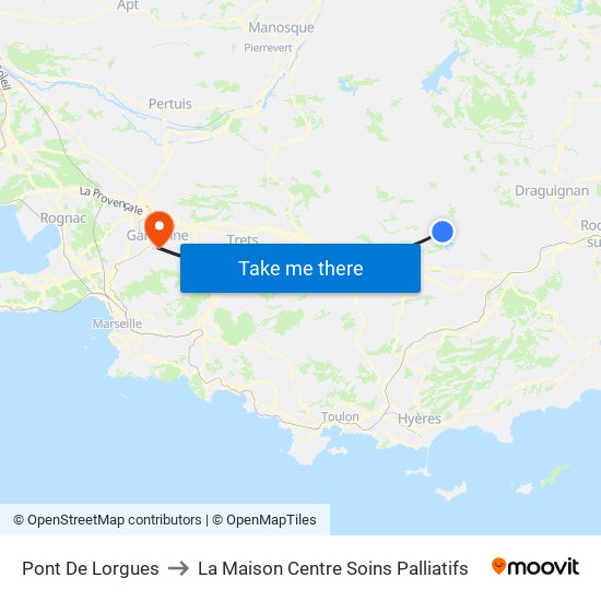 Pont De Lorgues to La Maison Centre Soins Palliatifs map