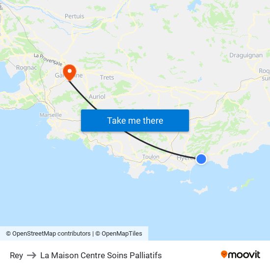 Rey to La Maison Centre Soins Palliatifs map