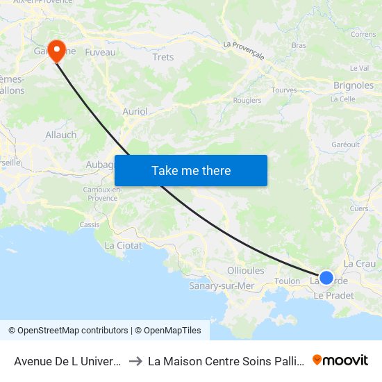 Avenue De L Universite to La Maison Centre Soins Palliatifs map