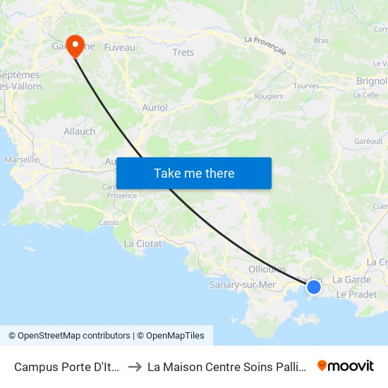 Campus Porte D'Italie to La Maison Centre Soins Palliatifs map