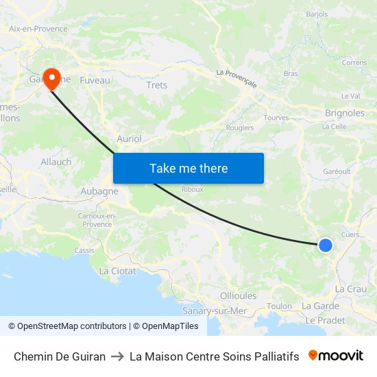 Chemin De Guiran to La Maison Centre Soins Palliatifs map